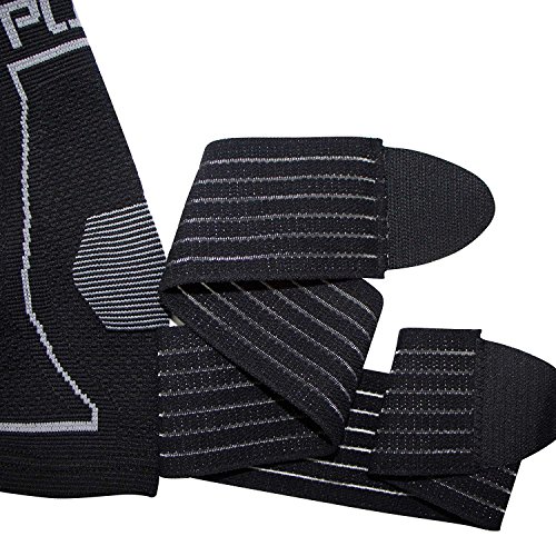 Ankle Support Brace – Compression Sleeve with Adjustable Strap, Perfect Fit – Great for Running, Ankle Sprains (L/XL, Black - 1 PAIR (two sleeves))