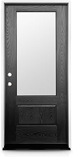 36x80 Fiberglass Prehung Exterior Black Entry Door, Black Oak Exterior White Primed Interior, 3/4 Lite Low-E Glass, Exterior Door with Glass 36 x 80, 4-9/16" Vinyl Frame, Right Hand Inswing