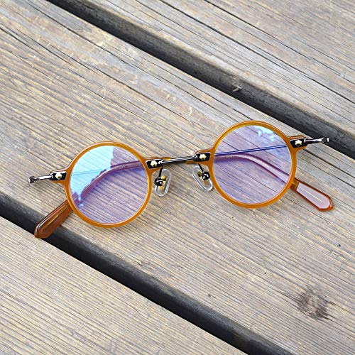 Image of Blue Light Blocking Glasses Computer Game Vintage Small Round Acetate Eyeglasses Frames