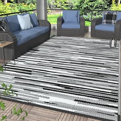 GENIMO Outdoor Rug, Waterproof Plastic Rugs for Patio, 8'x10' Onyx White