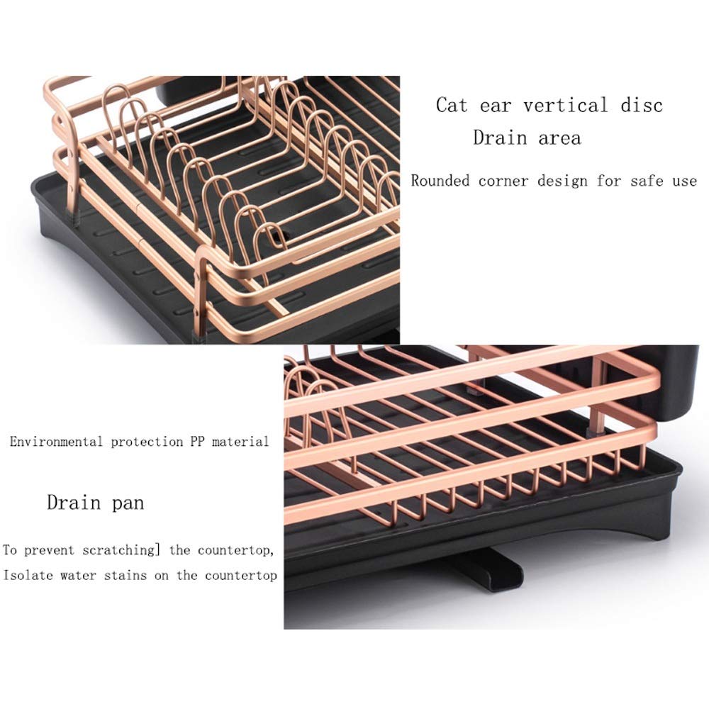 Estante de Secado de Platos de Cocina de Aluminio, Soporte Escurridor para Fregadero, Estante de Almacenamiento, Organizador, Contenedor, Accesorios, Soporte para Cuchillos/Gris