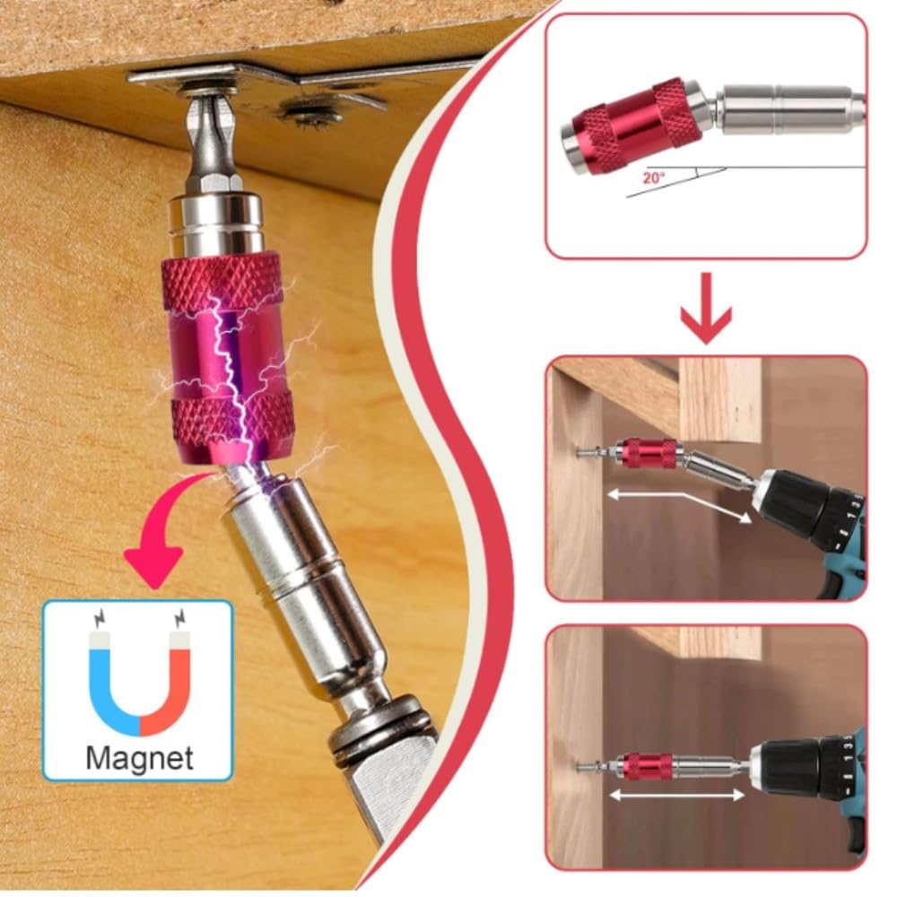 Set 3 Portainserti Magnetici Per Cacciavite - Con Arresto Di Profondità, Per Cartongesso E Lavori Fai-Da-Te - Foto 8