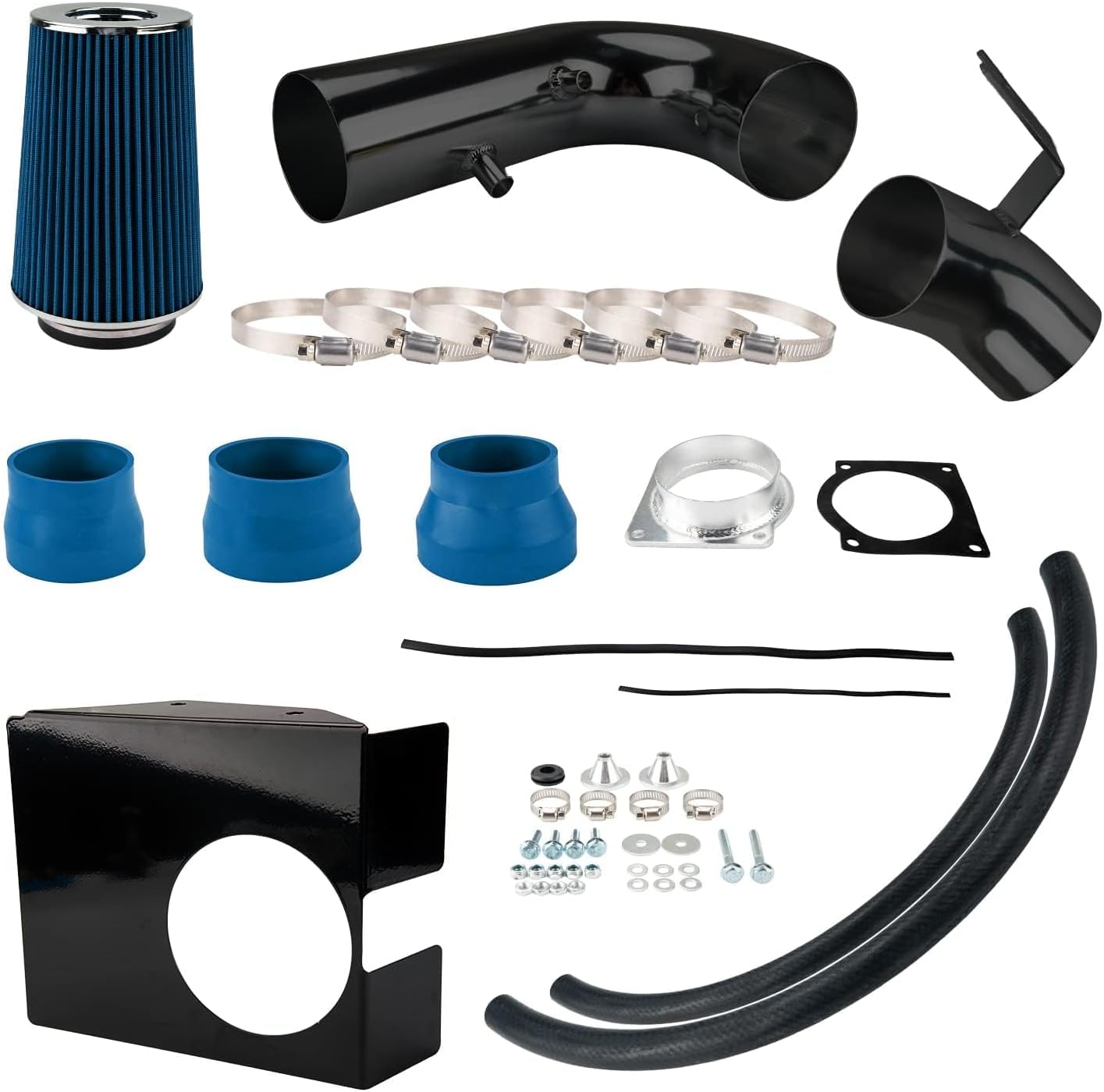 KAX 4 inch Cold Air Intake System Kit + Heat Shield Compatible with 1997-2003 F150 4.6/5.4L, 1997-2003 Expedition 4.6L, 1997-1999 F250 5.4L, Blue
