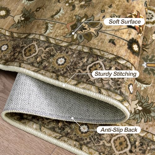 Image of Brown 2x4 Runner Washable Rugs for Entryway, Non Slip Small Area Rug