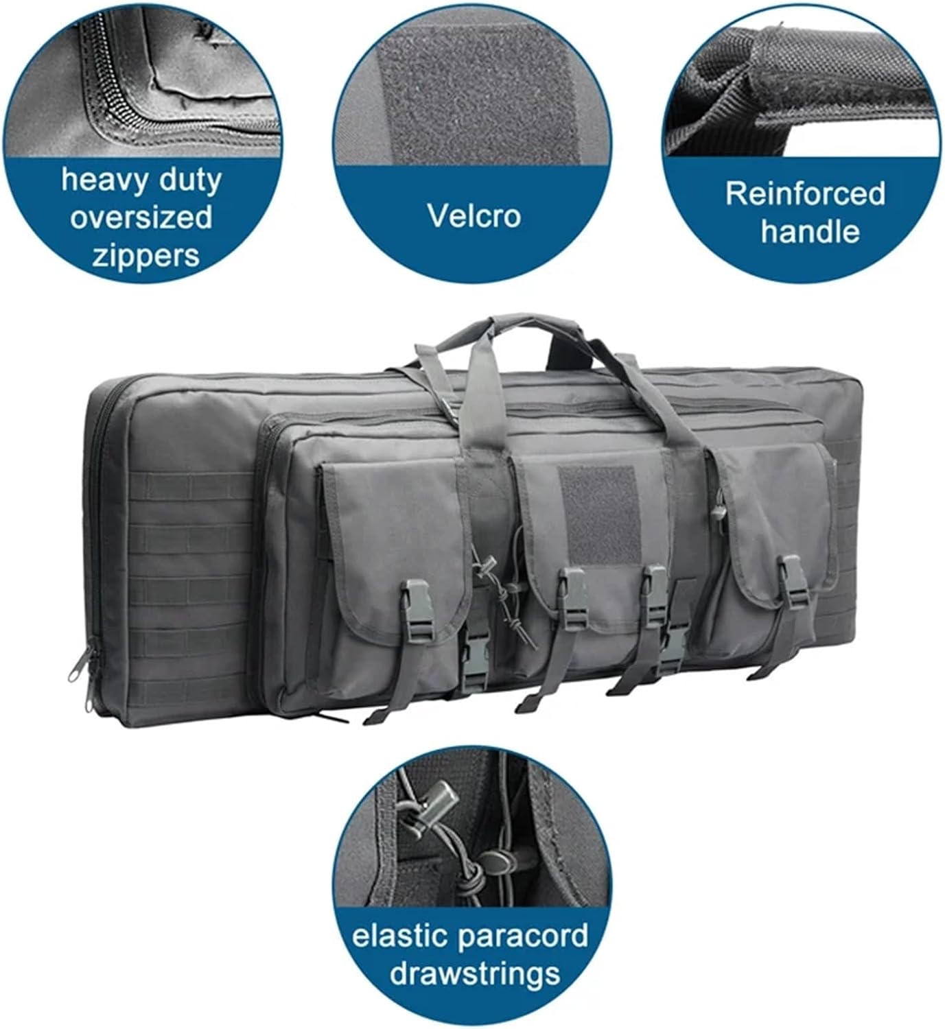 Double Case 32-48 Inch Backpack For Outdoor Shooting & Hunting Storage(GRAY COLOR)