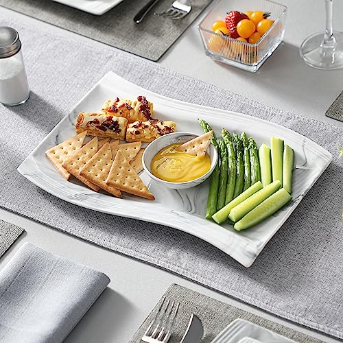 Malacasa 3RP-GREY Large Serving Platter Set, 15 Inch/13 Inch/11 Inch Serving Dishes Set Of 3, Porcelain Platters For Entertaining, Rectangular Serving Trays For Party,Mircowave, Oven, Dishwasher Safe, Marble Grey thumb #4