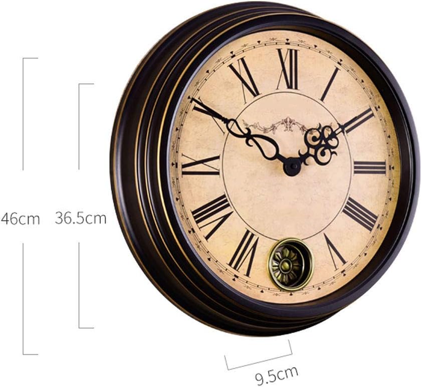 Retro Rocking Quartz Wall Clock Silent Antique Decorative for Home Office Battery Operated 18 Inch Home Decor (Color : A) (B) image 2