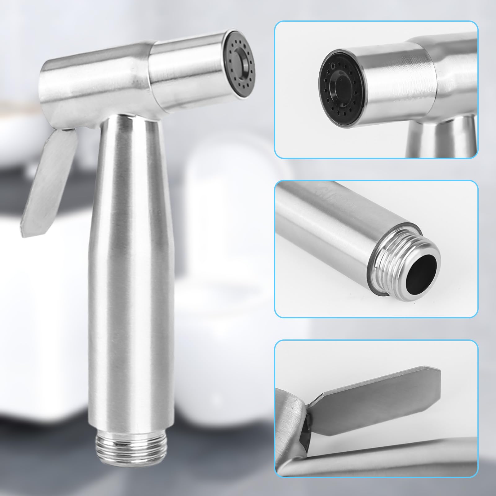 Clete - Kit di docce WC in acciaio inox, spray per igiene personale (G1/2''-3/8''), Bidet Attacent per bagno t e pulizia