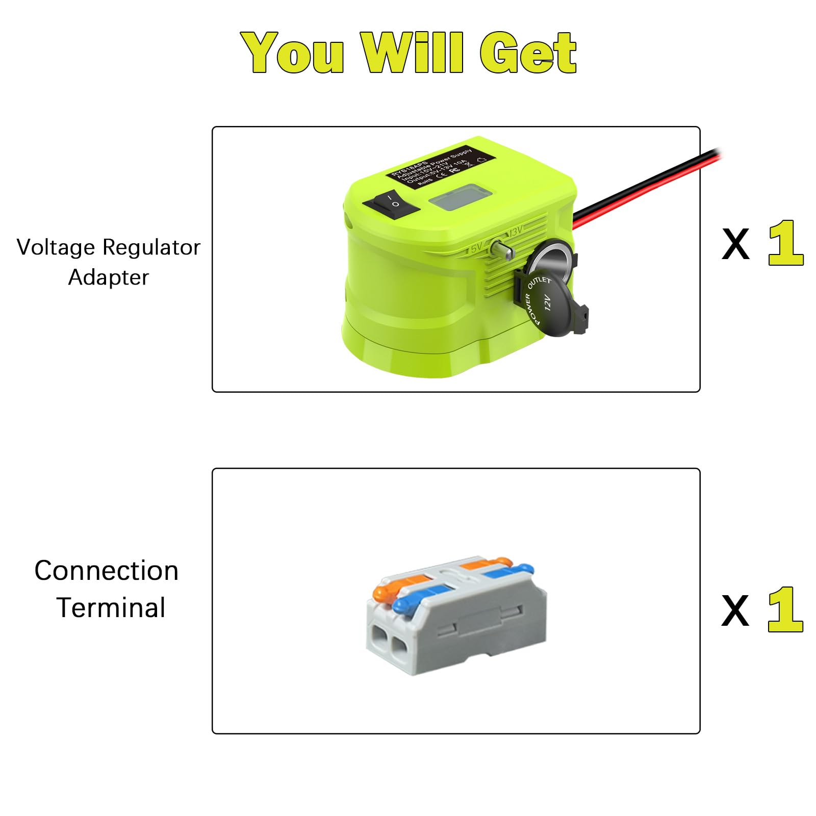 Convertidor reductor para batería Ryobi de 18 V, adaptador de batería de ruedas eléctricas, adaptador de enchufe para encendedor de cigarrillos, adaptador de bricolaje, regulador de voltaje