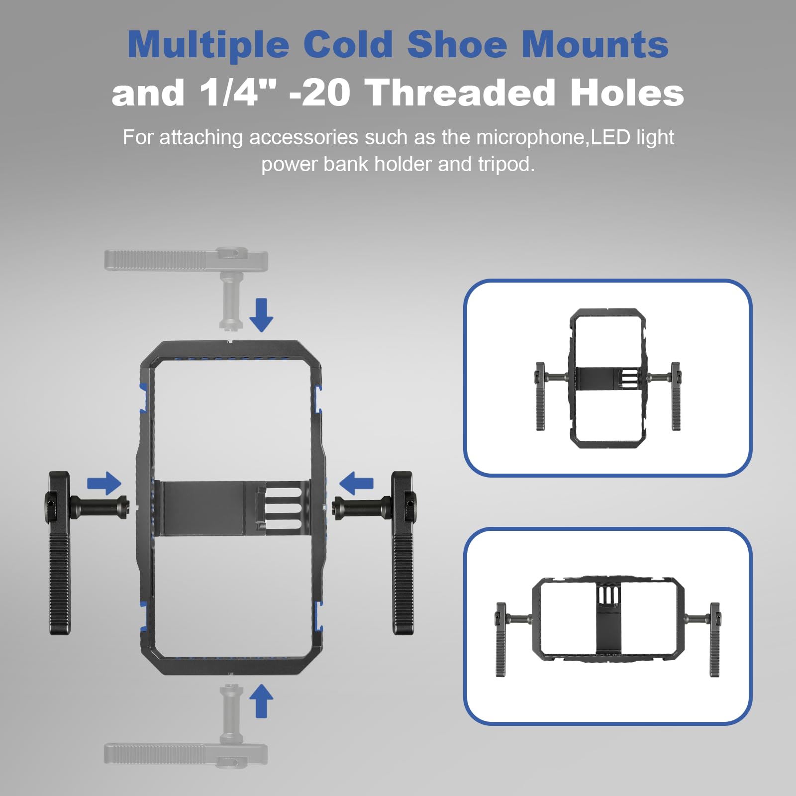 Kit di stabilizzatore manuale universale per cellulare per Vlogging, Smartphone Gabbia Video Rig con manopole di rotazione a 360°, compatibile con iPhone 17/16/15/14/13 serie e telefono cellulare