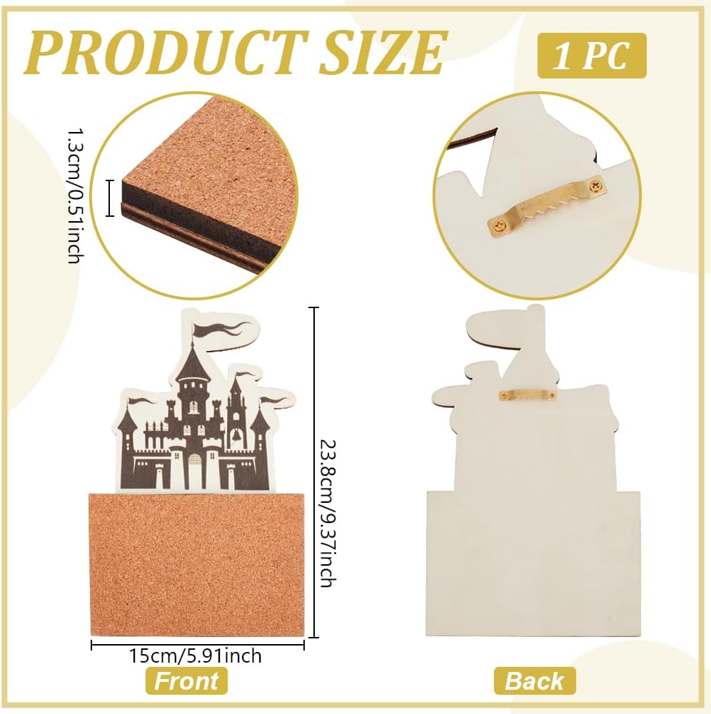 BENECREAT 9.37x5.91 Inch Flag Castle Cork Display Board, Bulletin Display Board with Wood Frame for Brooch Pin Storage Jewelry Organizer Office Home Decor image 2