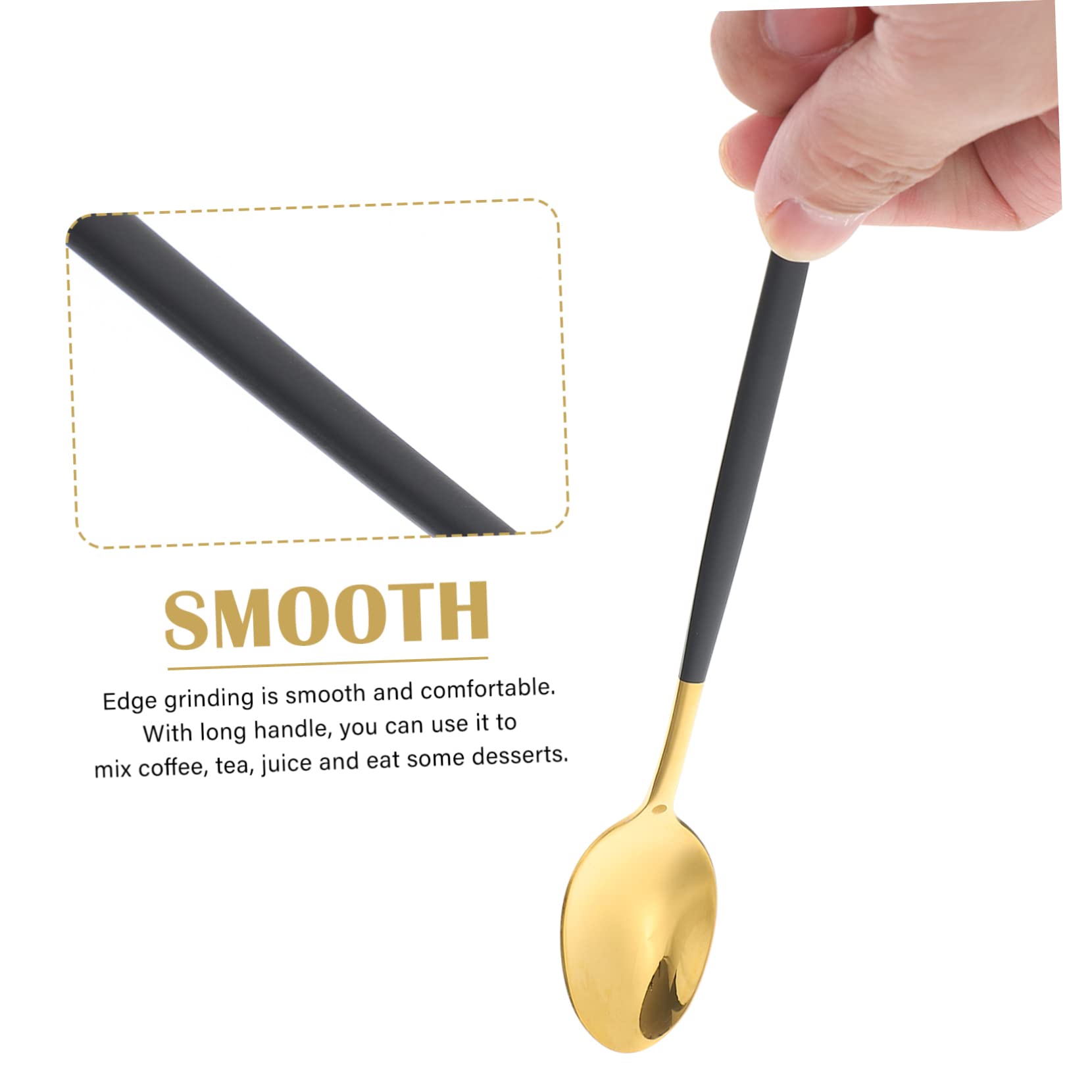PRETYZOOM 304 Stainless Steel Ice Scoop Long Handle Set of 4 Stirring Spoons Non-slip for Lemonade Iced Tea Cocktails