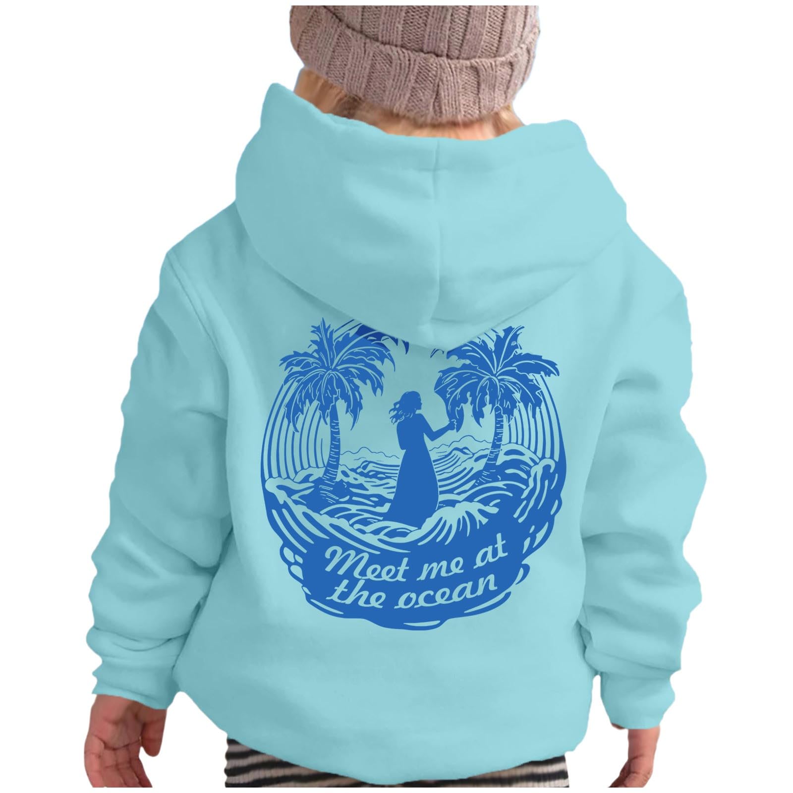Pink Hoodie for Girls Meet Me at The Ocean Hoodie Cute Preepy Graphic Sweatshirts Kids Clothes Y2K Tops with Pockets 2025
