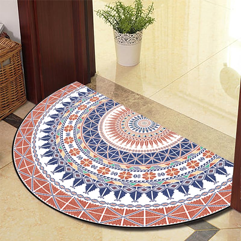 TGDGFKIAS Semi-Circular Carpet, Half Moon Semi Circle Fireside Rugs for Living Room Washable Inside Door Mat Bedrooms(Red 890 11 Models,50cm X 80cm)