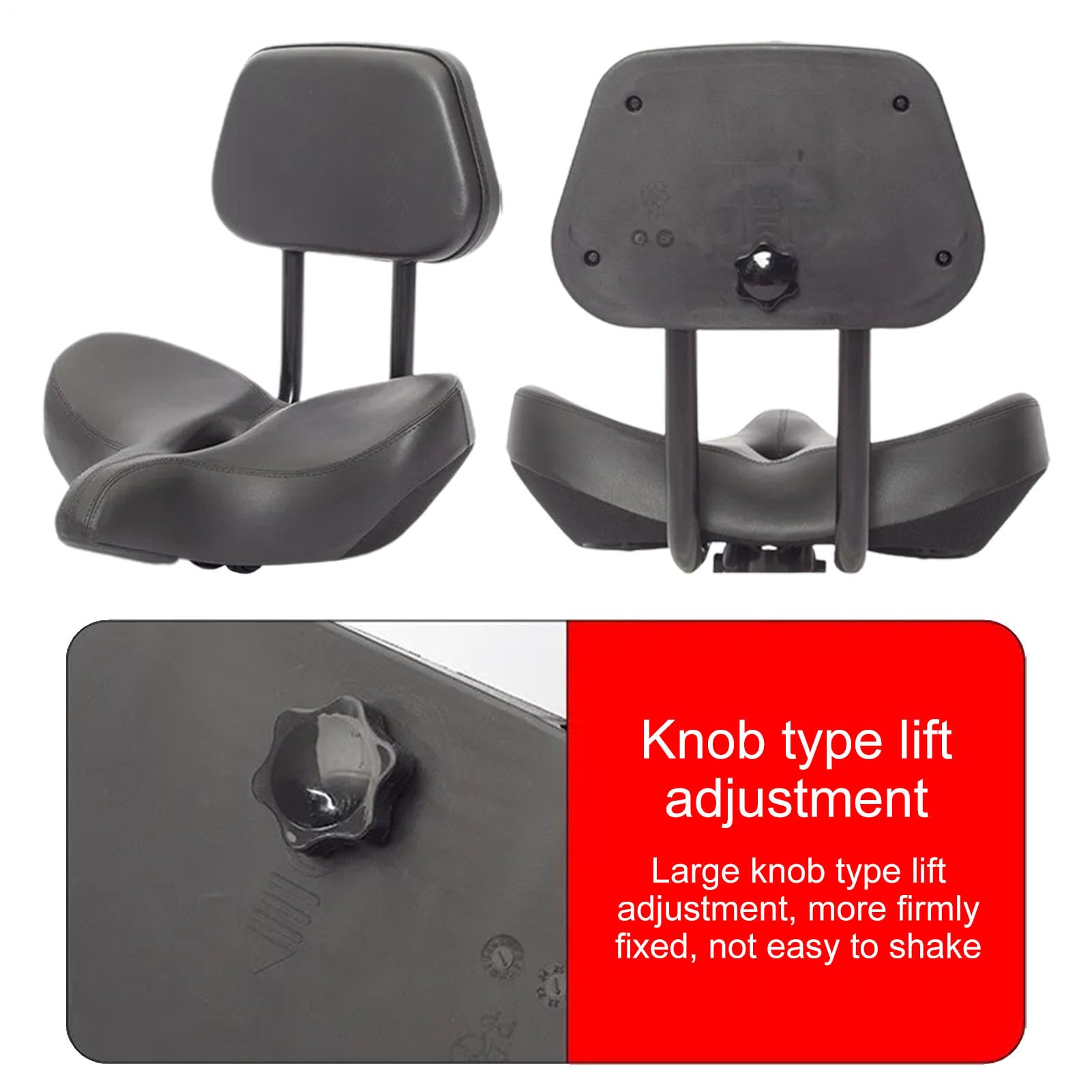 Soporte de Asiento de Bicicleta Ancho - 10 cm de Altura Ajustable | asiento de triciclo acolchado, cuero PU suave | Entrenamiento de gimnasio Colgante de protección de cadera de absorción de im