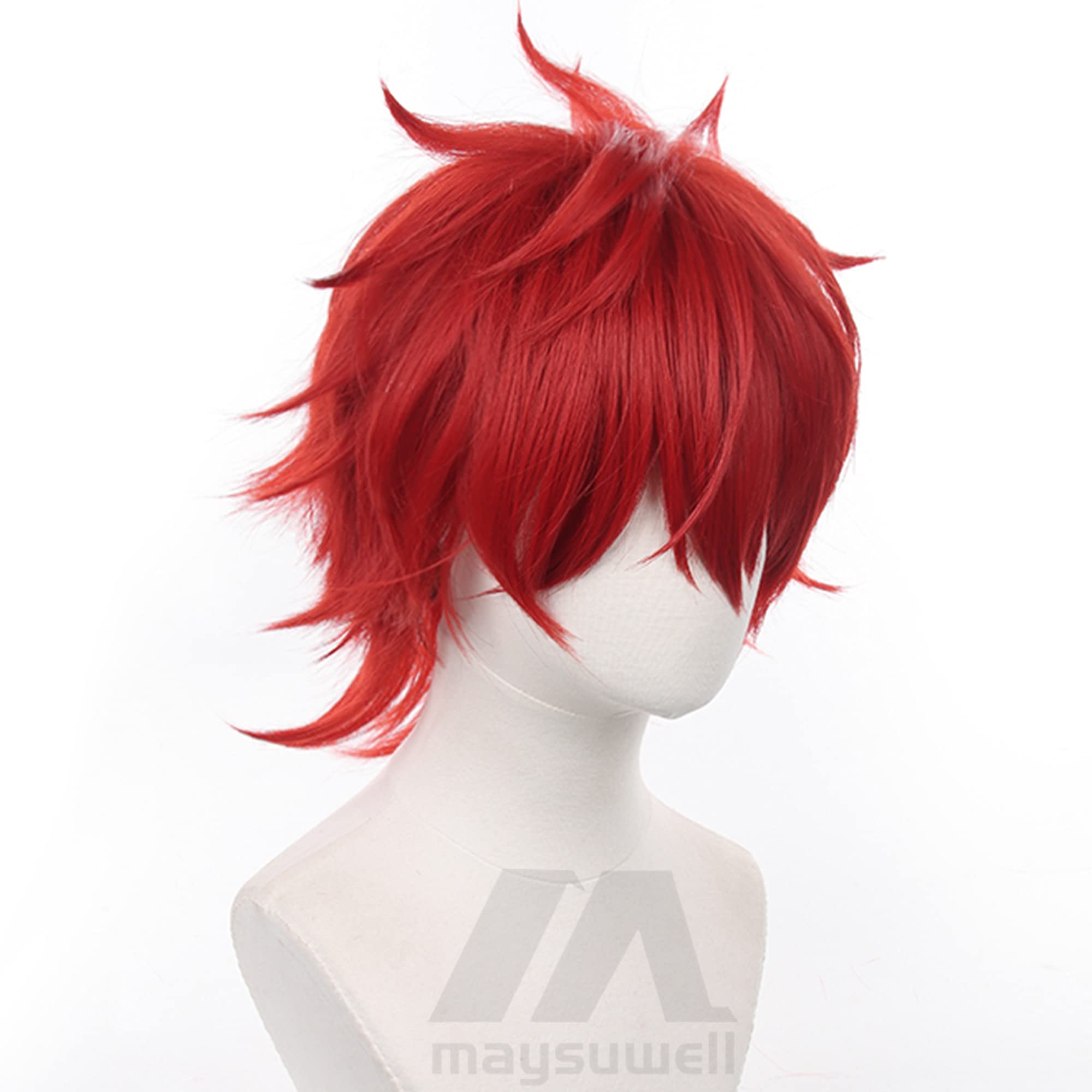 Anime Red Short Curly Wig with Heat Resistant Fiber Synthetic Costume Hair for Women Men Halloween Comic Con Cos Replacement Wigs - Image 4