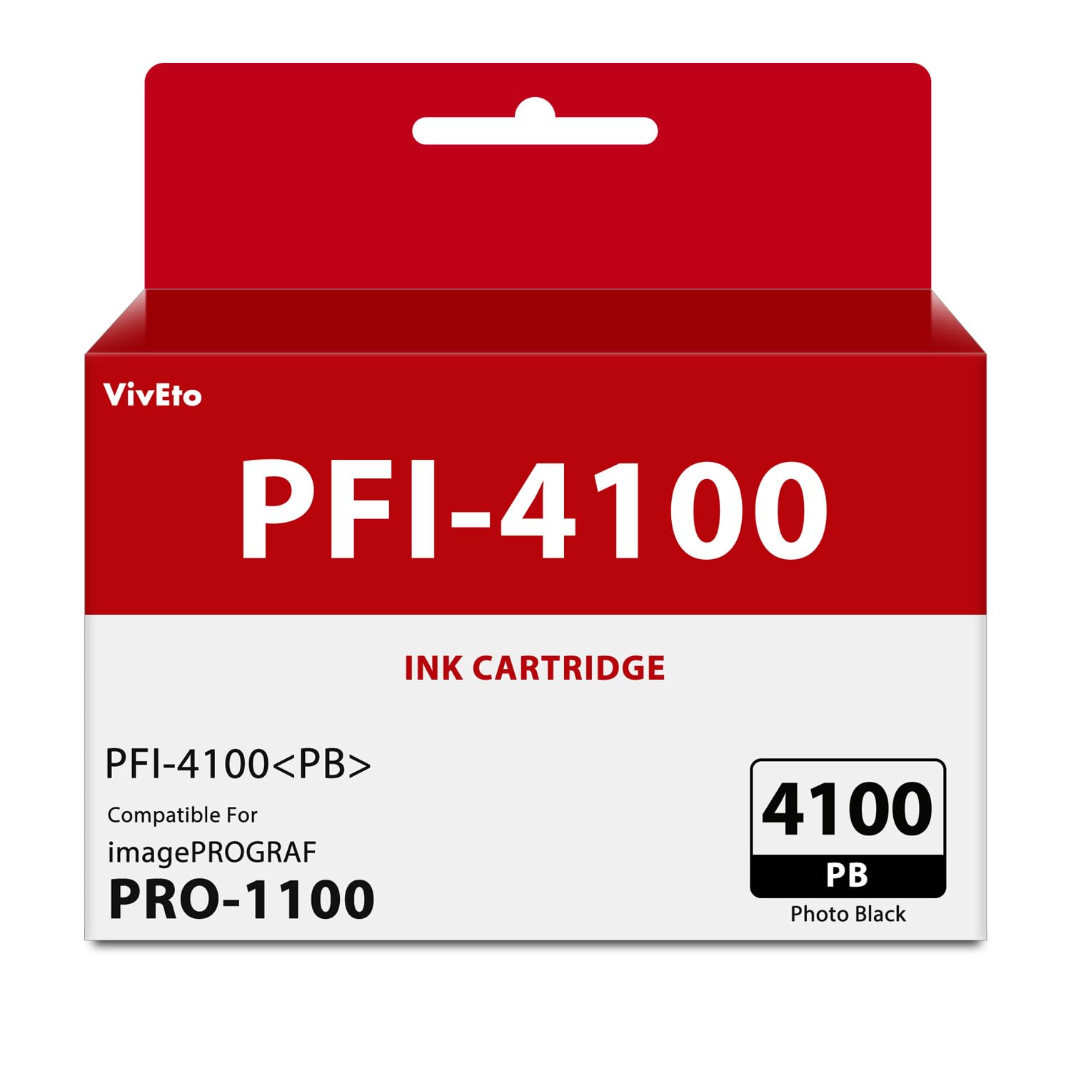 VivEto PFI-4100 Ink Cartridge (with New Chip) Repalcement for Canon PFI-4100 PFI-4100PBK 6777C002 6777C002AA for imagePROGRAF PRO 1100 Printer, 1 Pack