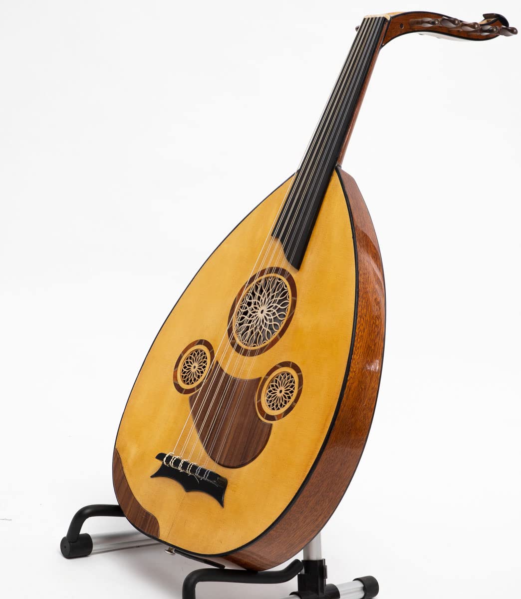 Concert Acoustique électrique Oud Acajou semi-creux avec égaliseur et étui souple