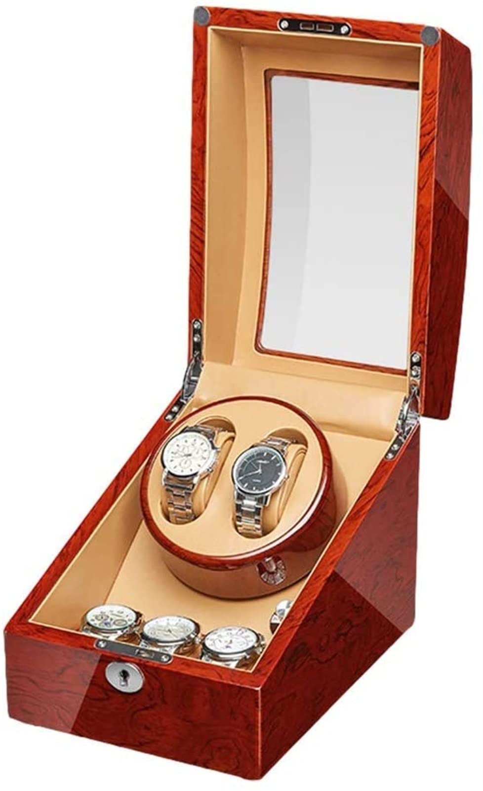 CGCSYZ Watch Winder Box For Automatic Watches Walnut Solid Wood Piano Paint Exterior Adapter And Battery Powered Silent Motor Accessories