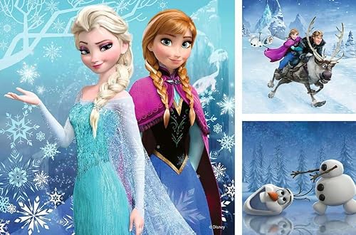 Miniatura 2 de Ravensburger Disney Frozen Winter Adventures - Juego de rompecabezas de 3 x 49 piezas para niños, diseño único de piezas, mejora la concentración y