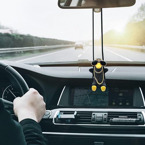 Miniatura 6 de Adorno colgante de auto de pato oscilante bonitos accesorios para colgar en el espejo retrovisor colgante de automóvil gafas de sol negras