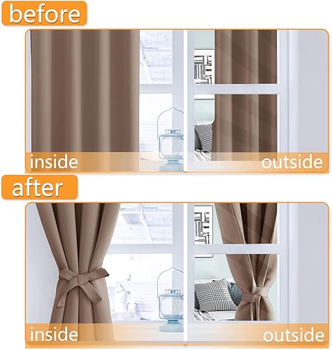 Miniatura 5 de Hiasan Cortinas opacas cortas para dormitorio, cortinas de ventana con aislamiento térmico y ahorro de energía para sala de estar, 2 paneles de