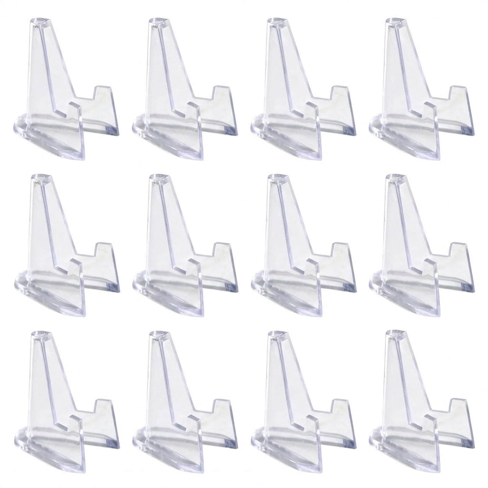 Treetribe Transparent 12Pcs Clear Mini Acrylic Easel Coin Display Stand,Anti-Slip Multifunctional Acrylic Clear Coin Stands Trading Card Display Stand Mini Card Holder For Cards Coins Medals Handicrafts Collectibles