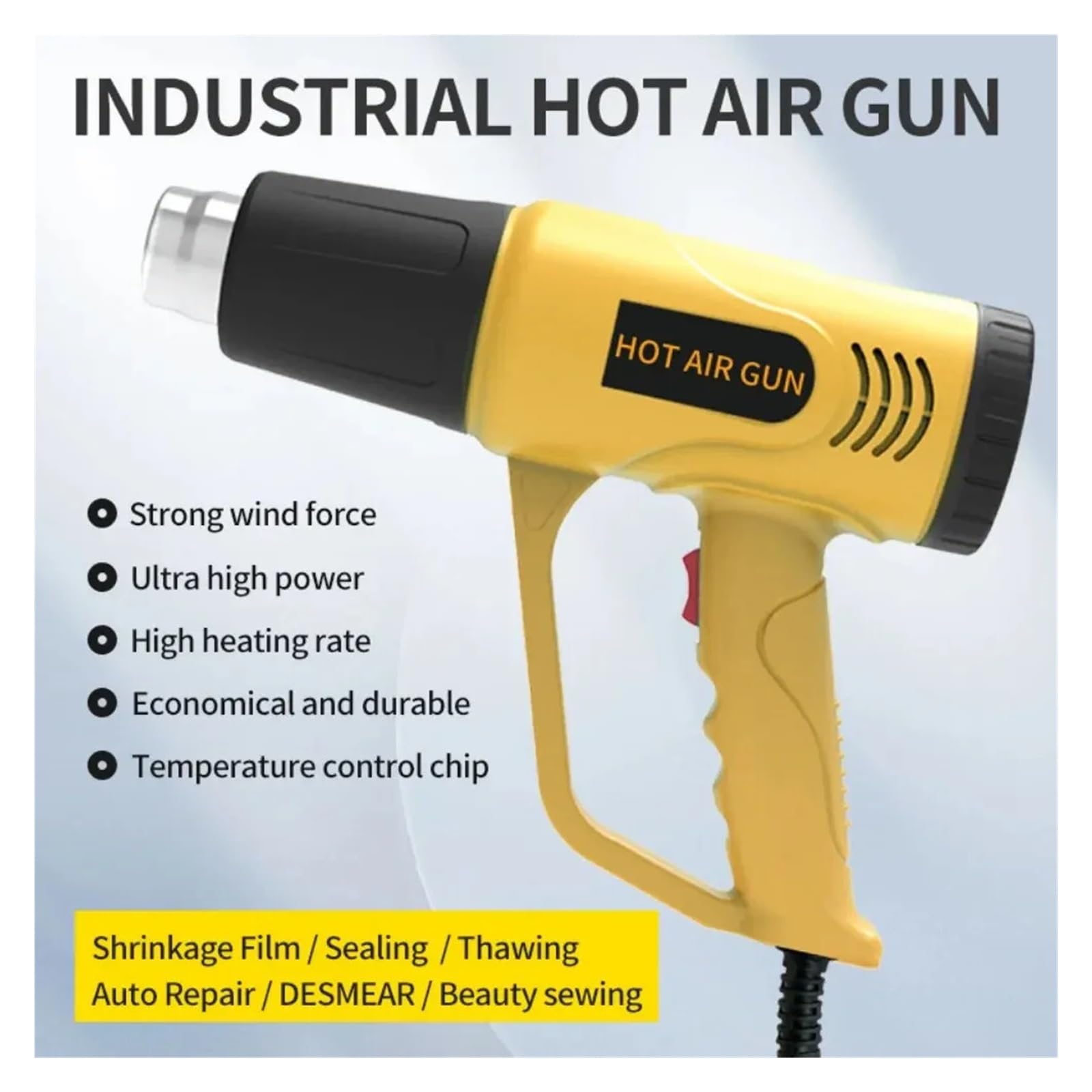 Opalarka 2000 W Ręczna Przemysłowa Z Dwoma Ustawieniami Temperatury Do Projektów Wystroju Wnętrz I Rękodzieła Silnik O Wysokiej WydajnośCi(Heat Gun Set)
