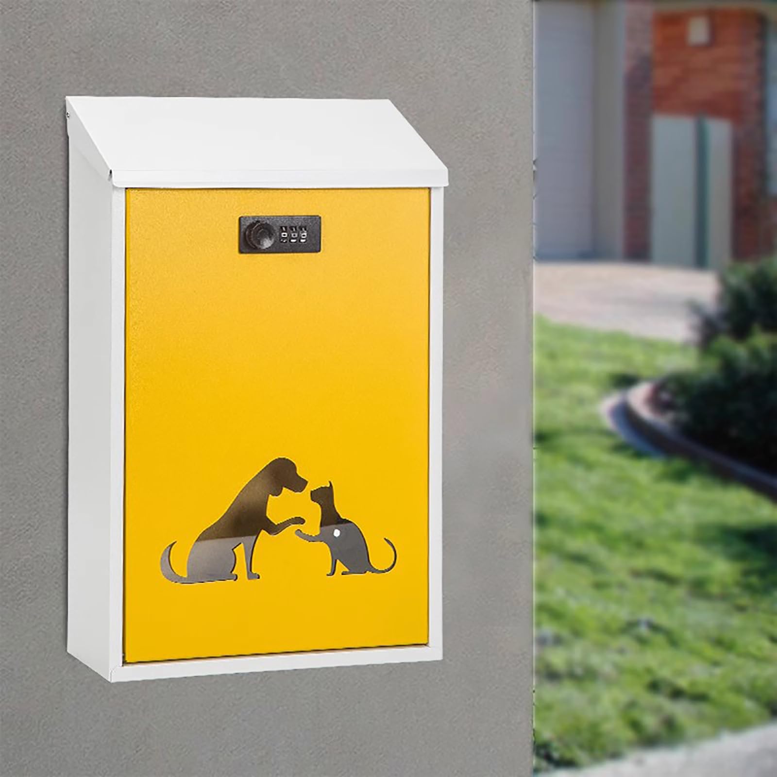 Email address, Suggestion Box with Combination Lock, Cute Cutout Pattern, Secure Mailbox, Medium Capacity(White)