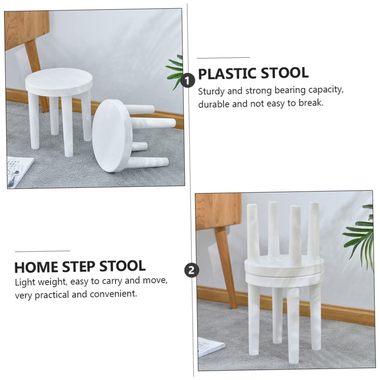 Tabouret en deux étapes pour enfants, tabouret bébé 2 marches, tabouret enfant en bas âge, siège de toilette antidérapant, tabouret en plastique pour enfants au lit, salle de bain, blanc et gris