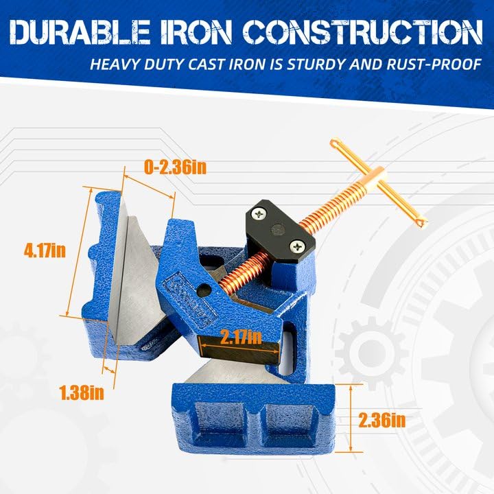 Image of W04C Ductile Iron Welding Machine Angle Clamp, Heavy Duty Right Angle 90 Degrees Welding Clamps for Woodworking Corner Miter Clamp