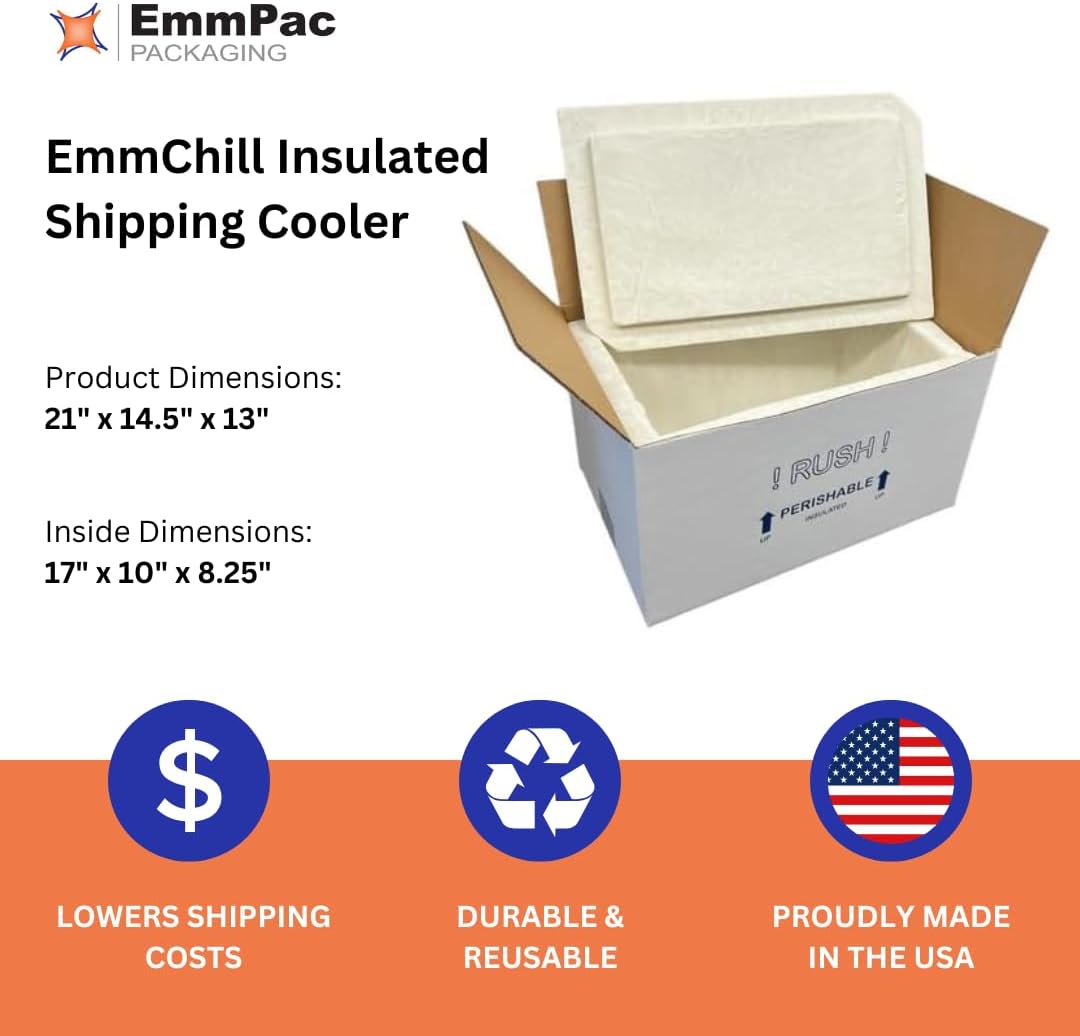 UN20A Thermo Chill Insulated Carton with Foam Shipper, Medium, 17" Length x 10" Width x 8-1/4" Depth, Original Version