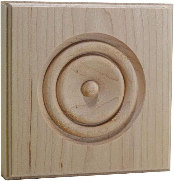 Miniatura 3 de Bloque de roseta de esquina de madera dura de 1" x 5-12" cuadrado EWAP90, roble rojo