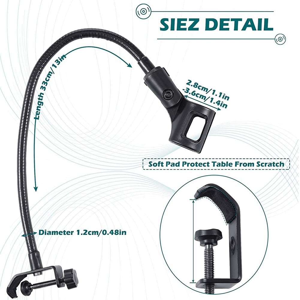 Soporte Ajustable para MicróFono 2 Piezas Soportes de Escritorio de Cuello de Cisne Flexible Abrazadera de Escritorio Equipo de GrabacióN para Conferencias de Reuniones