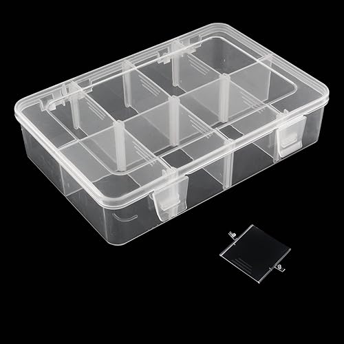 Miniatura 2 de 1 paquete de caja de plástico duro de 8 rejillas con espacio en blanco desmontable para piezas pequeñas, piezas de herramientas de hardware (7.28 x