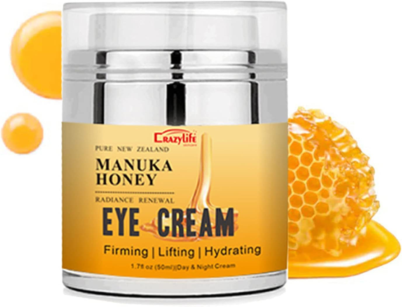 Manuka Honey Eye Cream Anti-aging Eye Cream for Dark Circles and Puffiness Fades Fine Lines Lifting and Firming Anti-wrinkle Under Eye Cream 50ml