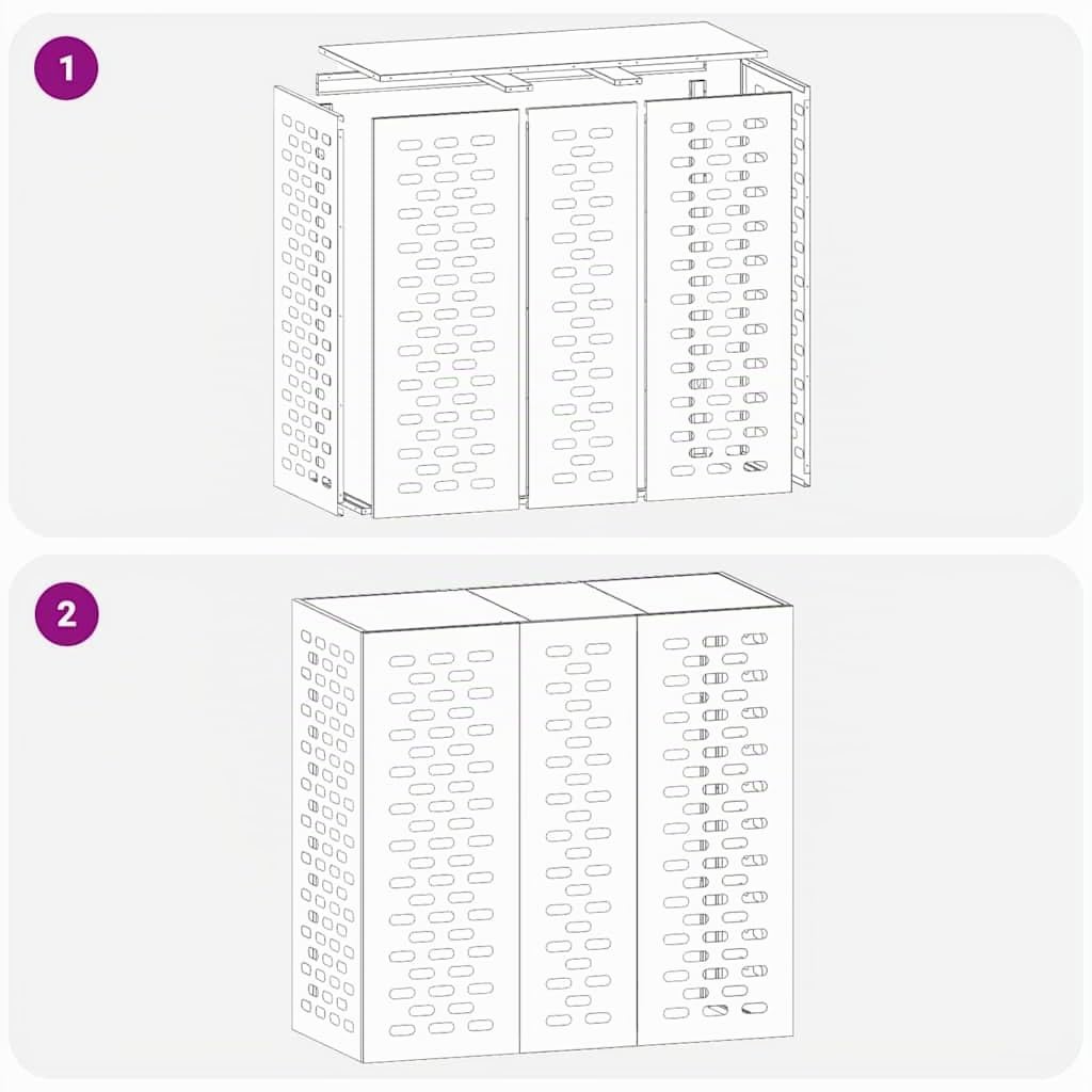 vidaXL Airconditioner hoes Wit 110 x 50 x 105 cm Gegalvaniseerd staal | Strakke lijnen en een matte afwerking, Sterk gebouwd met robuust plastic, Ideaal voor buitenlocaties