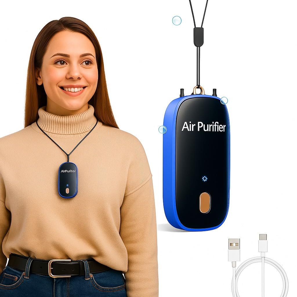K7 Wearable Air Purifier Necklace with High Negative Ion Output – Rechargeable Personal Mini Air Cleaner for Smoke, Dust, PM2.5 – Lightweight, Silent Operation for Travel & Daily Use (BLUE)-picture-11