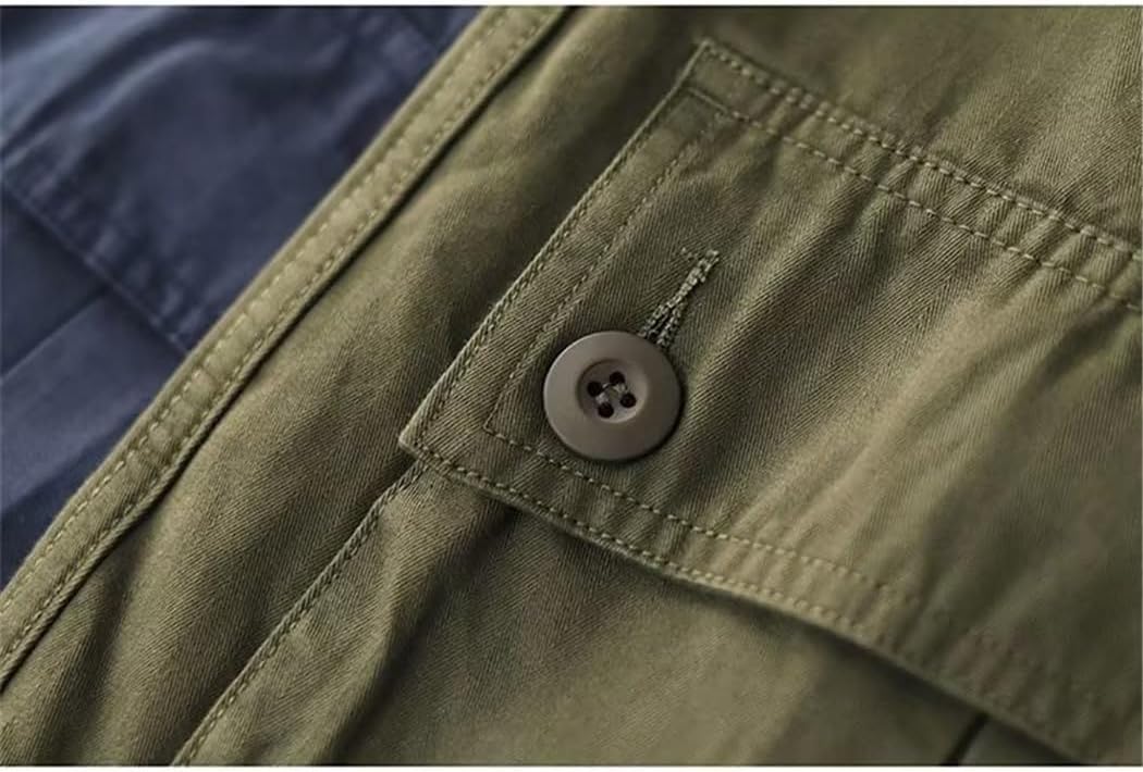 Dvbfufv Military Cargo Jacket Men Spring Autumn Multi-Pocket Solid Color Retro Jackets Men Tactical Outerwear