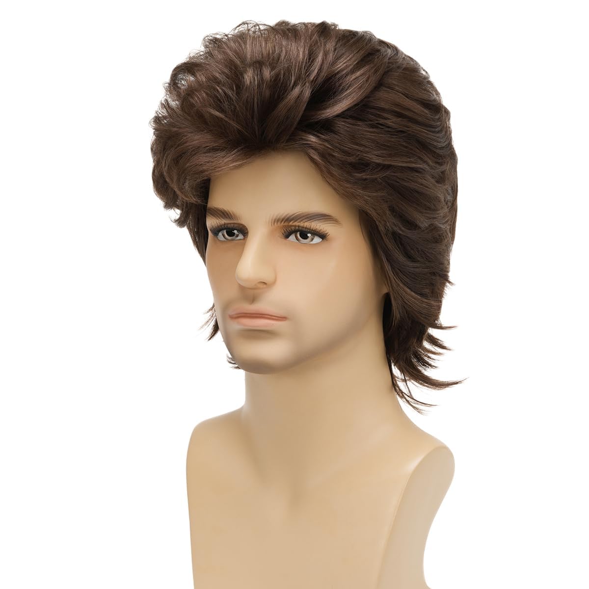 Sabos 80er Jahre Herren Perücke braune Männer kurze Mullet Synthetische Haare Männer Karneval Fasching Party Kostüme Perücke