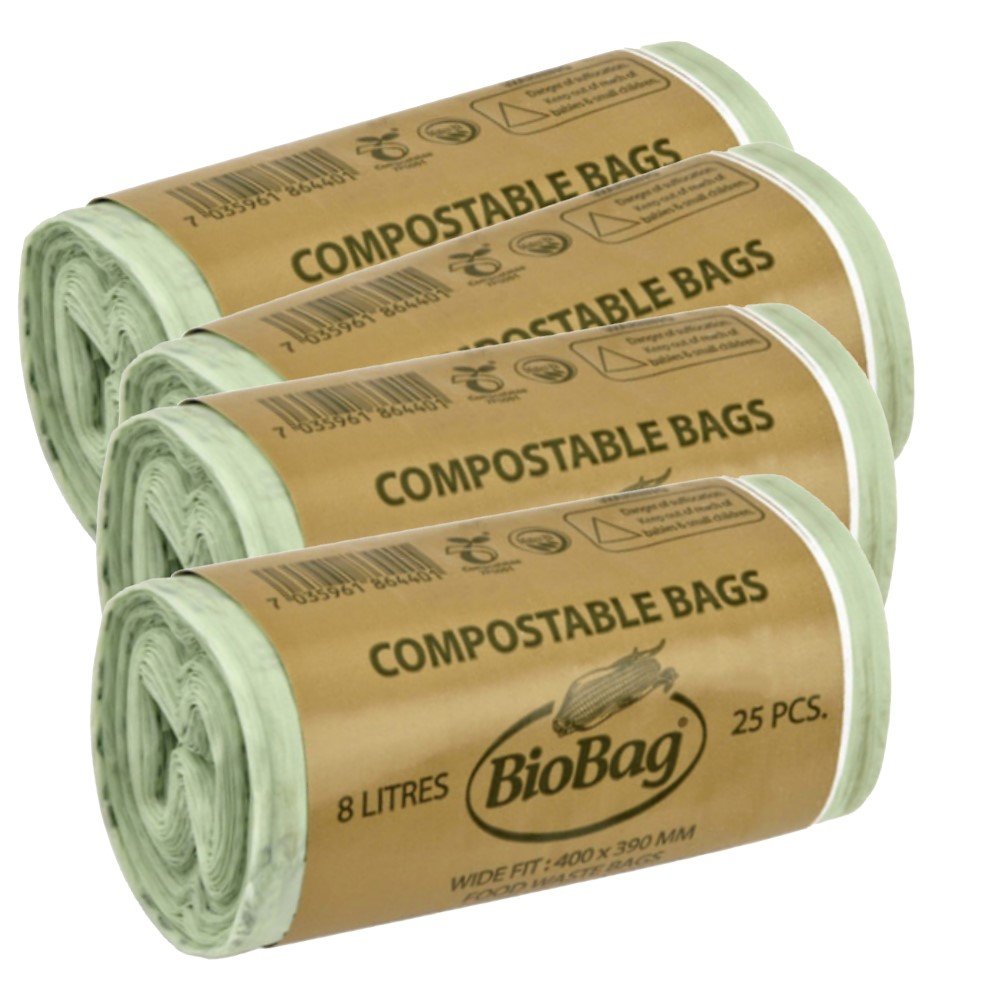 Caddy Liners Direct Green 8 Litre X 100 Biobag Compostable Biodegradable Kitchen Food Waste Caddy Bin Liner Bags (Ideal For 7L - 8L Caddies) - Certified En13432