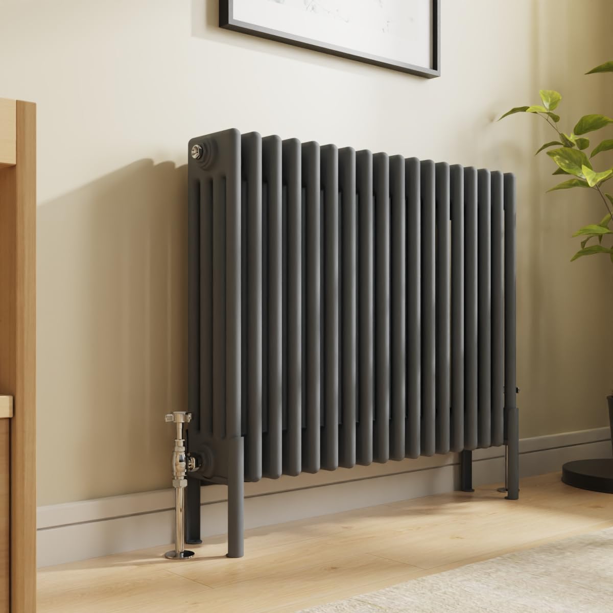 Nrg Anthracite Traditional 4 Column Horizontal Radiator 600X830mm Central Heating Radiators