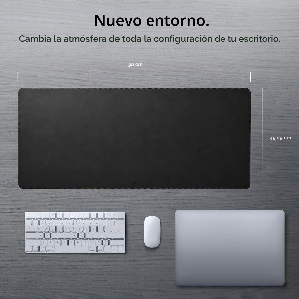 Spigen Alfombrilla de Escritorio Velo Vegan PU Cuero con Base de Goma Antideslizante - Negro