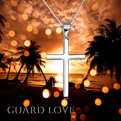 LUHE Cross Necklace Sterling Silver Simple Religious Crucifix Cross Pendant Necklace Jewelry Christmas Gifts for Women4