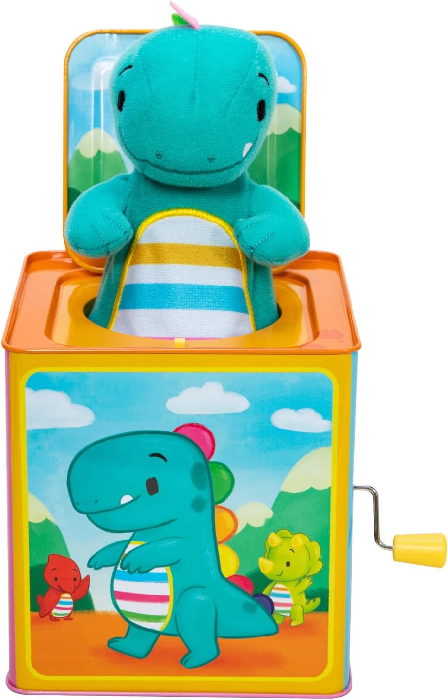 Brand Baby Dino Jack in The Box - Classic Tin Musical Popping Toy - Ages 18 Months to 4 Years