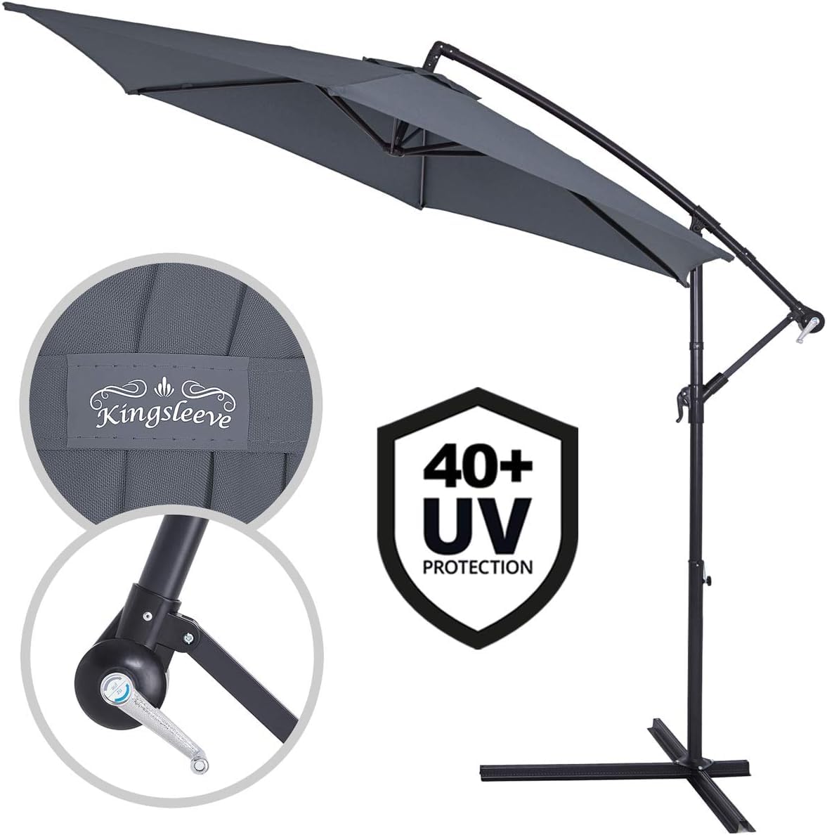 Kingsleeve® Sonnenschirm Sochi UV-Schutz 80+ mit Ständer 330cm Kurbel Alu schwenkbar neigbar Garten Terrasse Balkon 3,3m Ampelschirm UV Groß