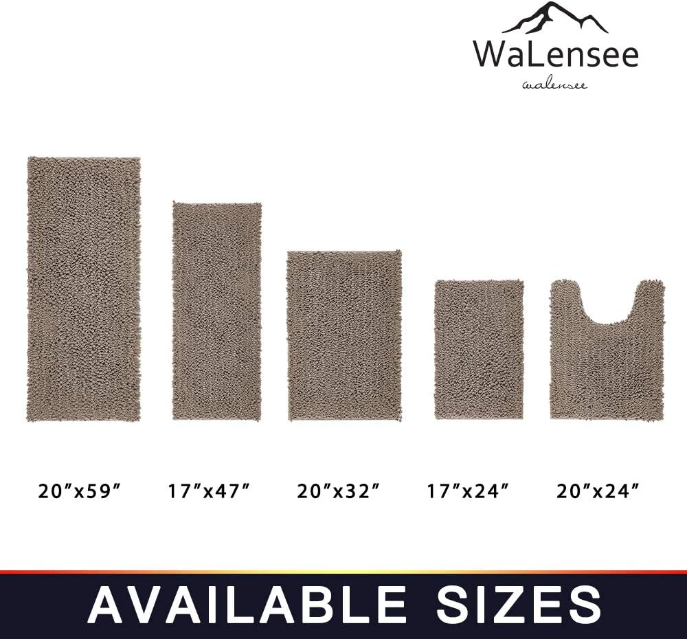 Walensee Bathroom Rug Non Slip Bath Mat (24x17 Inch Taupe) Water Absorbent Super Soft Shaggy Chenille Machine Washable Dry Extra Thick Perfect Absorbant Best Small Plush Carpet for Shower Floor - Image 7