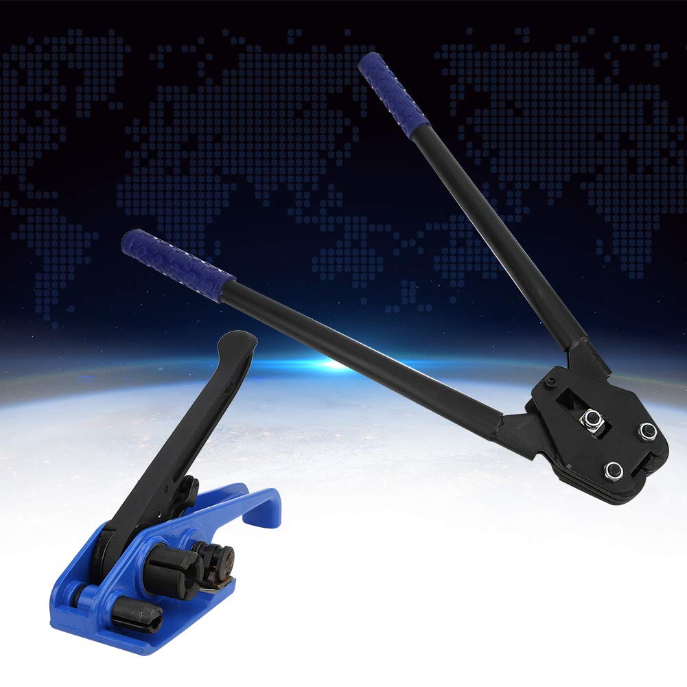 Tenditore e sigillatore per reggia, strumento per fascette in PP/PET per reggette in plastica PET per l'imballaggio di articoli di medie e piccole dimensioni(Blu, Set da 2 pezzi)