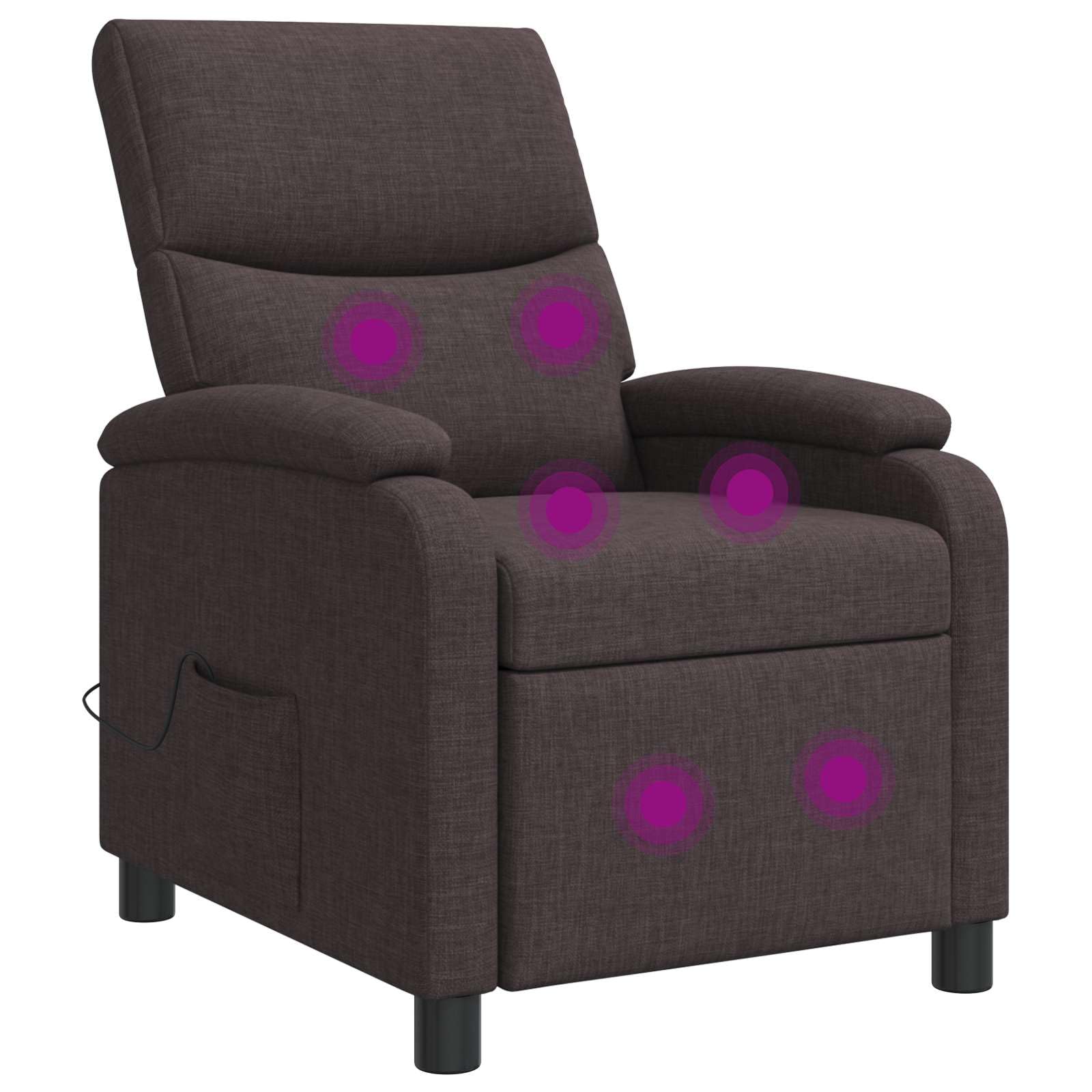 Poltrona relax in tessuto marrone scuro, regolabile da 115 a 160 gradi, con