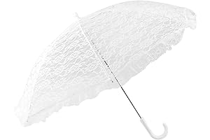 Homeford White Lace Parasol Bridal Umbrella, 26-inch Diameter, 23-inch Length